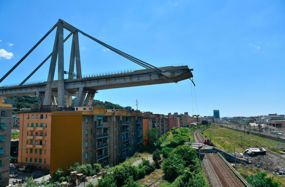 <em>At least 39 people have been killed after the bridge collapsed in the Italian port town (AP)</em>