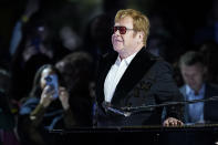 Elton John performs on the South Lawn of the White House in Washington, Friday, Sept. 23, 2022. John is calling the show "A Night When Hope and History Rhyme," a reference to a poem by Irishman Seamus Heaney that President Joe Biden often quotes. (AP Photo/Susan Walsh)