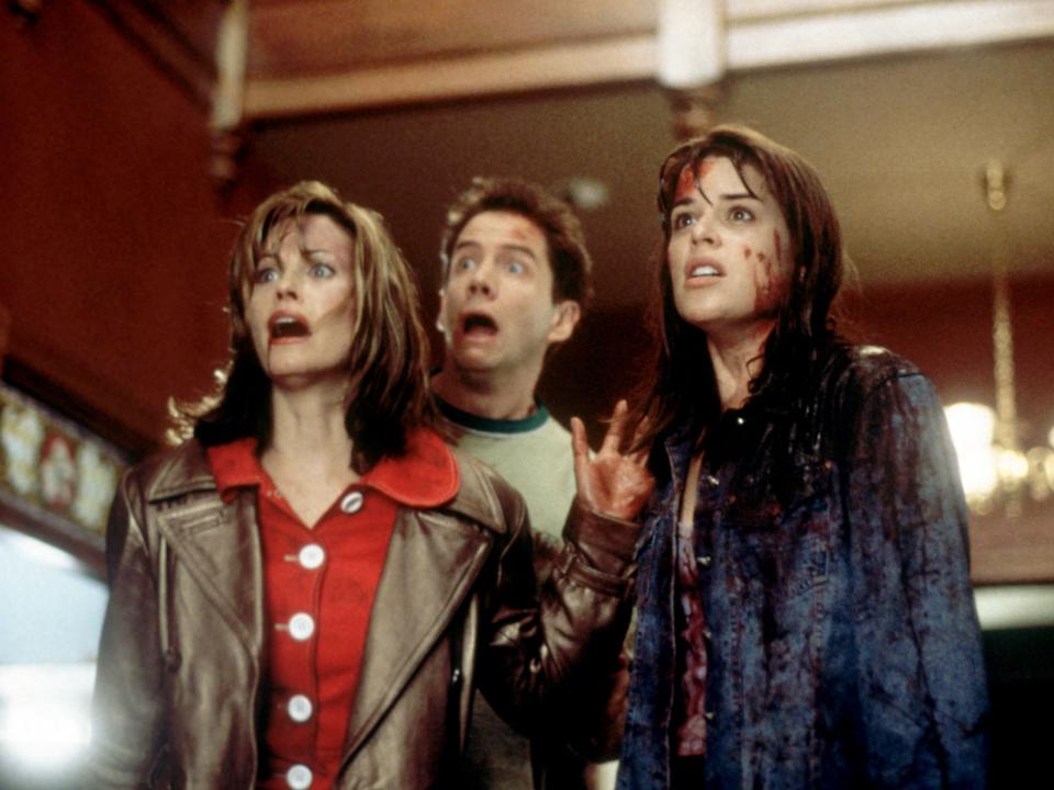 Courteney Cox, Jamie Kennedy and Neve Campbell in 'Scream' (Rex Features)