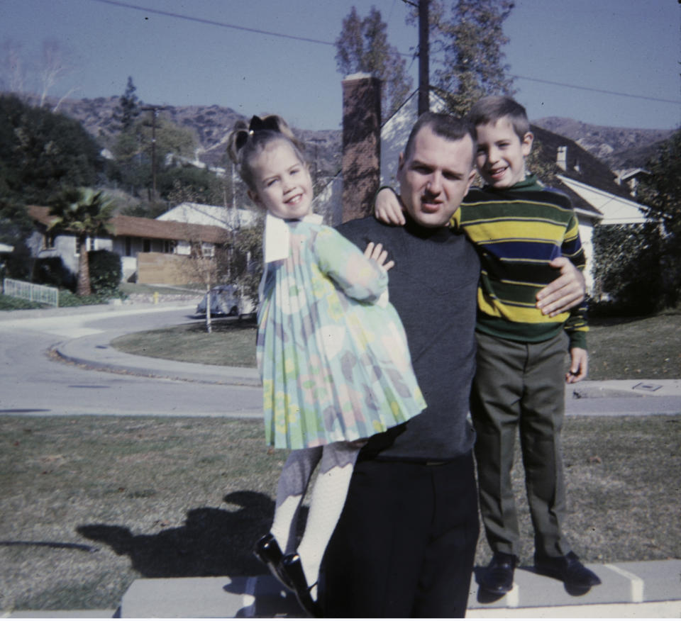 This photo provided by Michael Liedtke shows him with his sister, Diane, and father, James, in 1967 in Los Angeles. (Courtesy Michael Liedtke via AP)