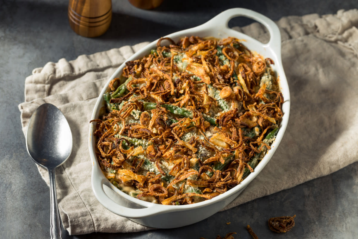 <p>iStock</p><p>When making a green bean casserole recipe from scratch, use these tips to make this <a href="https://parade.com/942320/parade/thanksgiving-side-dishes/" rel="nofollow noopener" target="_blank" data-ylk="slk:Thanksgiving side dish;elm:context_link;itc:0;sec:content-canvas" class="link rapid-noclick-resp">Thanksgiving side dish</a> one of the best on your holiday table. </p><p><strong>Get the recipe: </strong><strong><a href="https://parade.com/26763/altonbrown/best-ever-green-bean-casserole/" rel="nofollow noopener" target="_blank" data-ylk="slk:Delicious Green Bean Casserole;elm:context_link;itc:0;sec:content-canvas" class="link rapid-noclick-resp">Delicious Green Bean Casserole</a></strong></p>