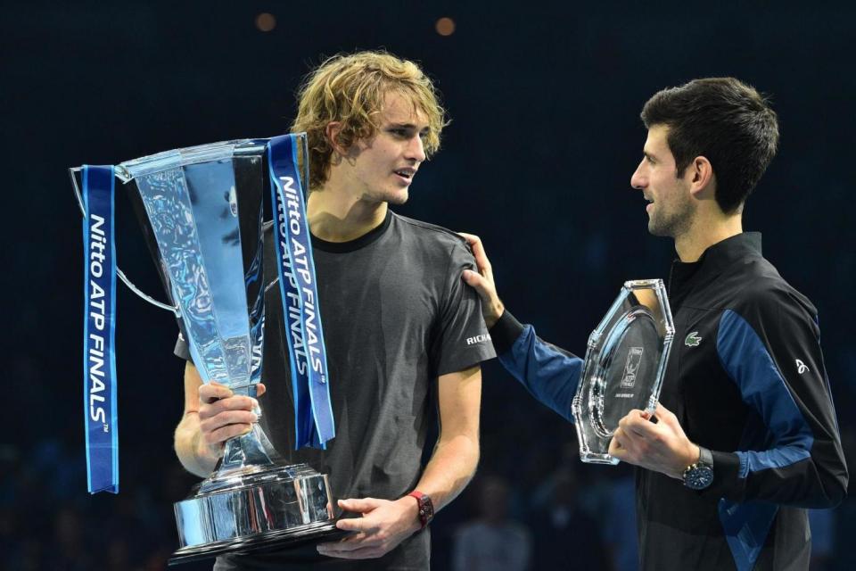 Djokovic congratulates Zverev after the ATP Finals showdown in London (AFP/Getty Images)