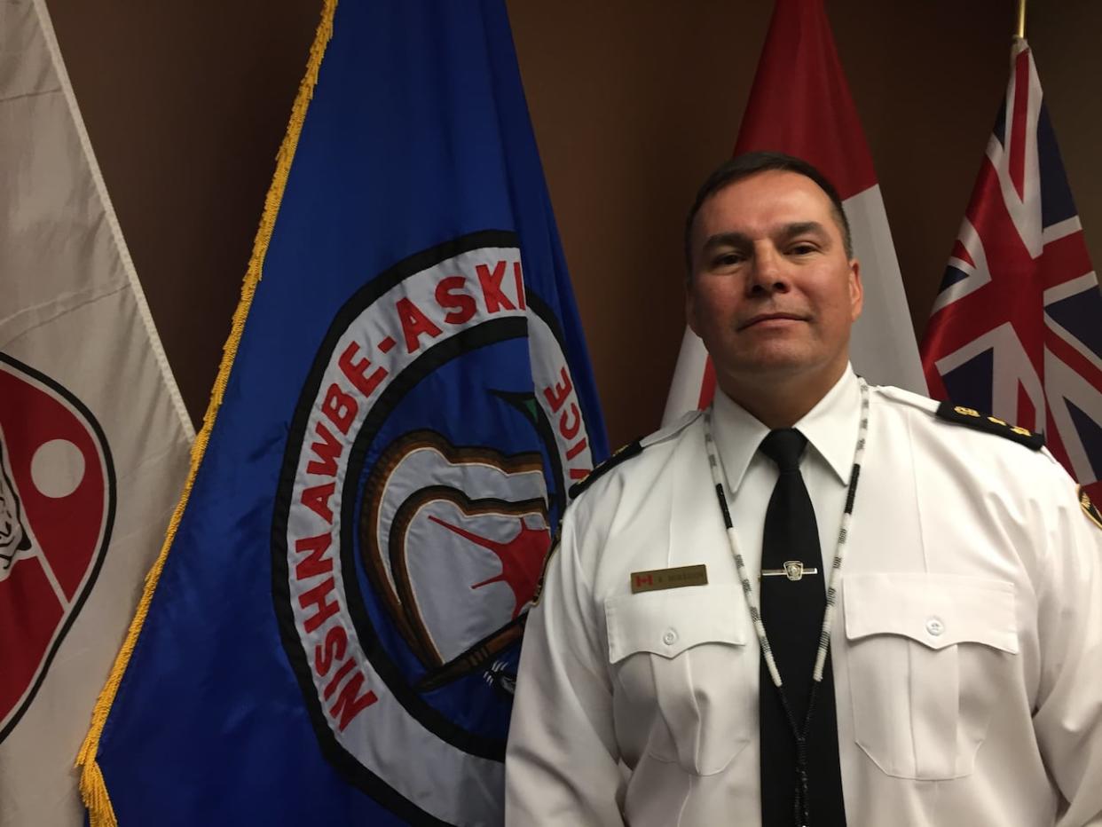 Nishnawbe Aski Police Service Chief Roland Morrison, shown in a 2019 file photo, has been suspended pending the results of an independent investigation into allegations of misconduct. (Cathy Alex/CBC  - image credit)