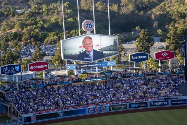 Scully honored with video tribute, banner at Dodger Stadium