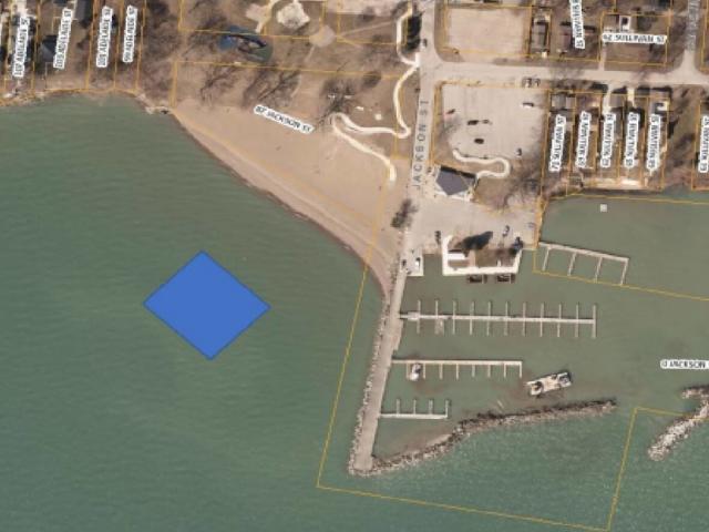 A rendering of the area where a proposed inflatable water park would sit off the shore of Colchester Beach.  (Town of Essex - image credit)