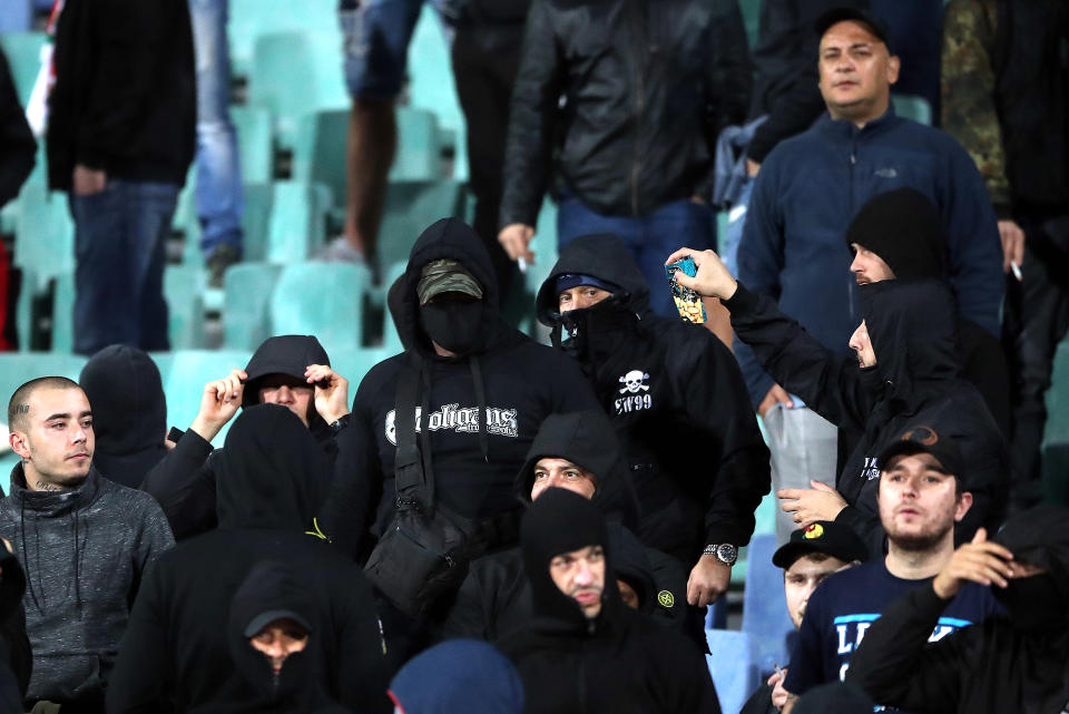 Bulgaria fans in the stands after an announcement over the Tannoy during the UEFA Euro 2020 Qualifying match at the Vasil Levski National Stadium, Sofia, Bulgaria. (Photo by Nick Potts/PA Images via Getty Images)