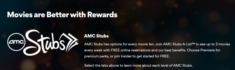 AMC Stubs subscription sign-up