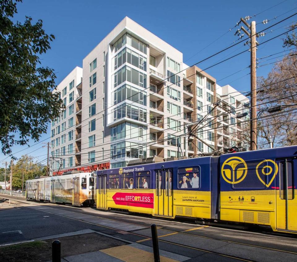 A Sacramento Regional Transit light rail line runs adjacent to much of the R Street corridor, and hundreds of more housing units are under construction or being planned in the area. Scott Lorenzo