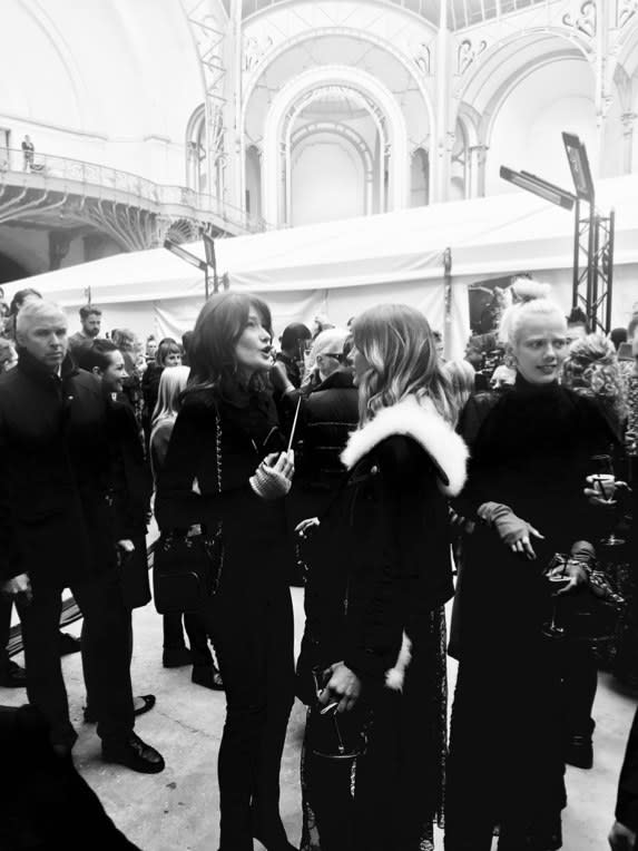 What a pleasure and surprise to reconnect backstage at Chanel with the beautiful, talented Carla Bruni! She is a woman of presence and grace! Her music is to die for!
