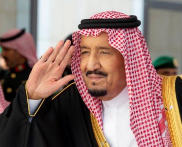 Saudi Arabia's King Salman bin Abdulaziz Al Saud arrives to address the Shura Council in Riyadh, Saudi Arabia November 19, 2018. Bandar Algaloud/Courtesy of Saudi Royal Court/Handout via REUTERS