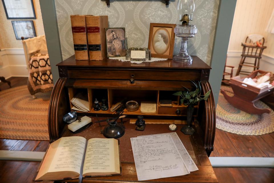 Many personal items of Thomas Brunk are on display including two of his law books at the Brunk Farmstead, located at 5705 Highway 22 Dallas Salem Highway.