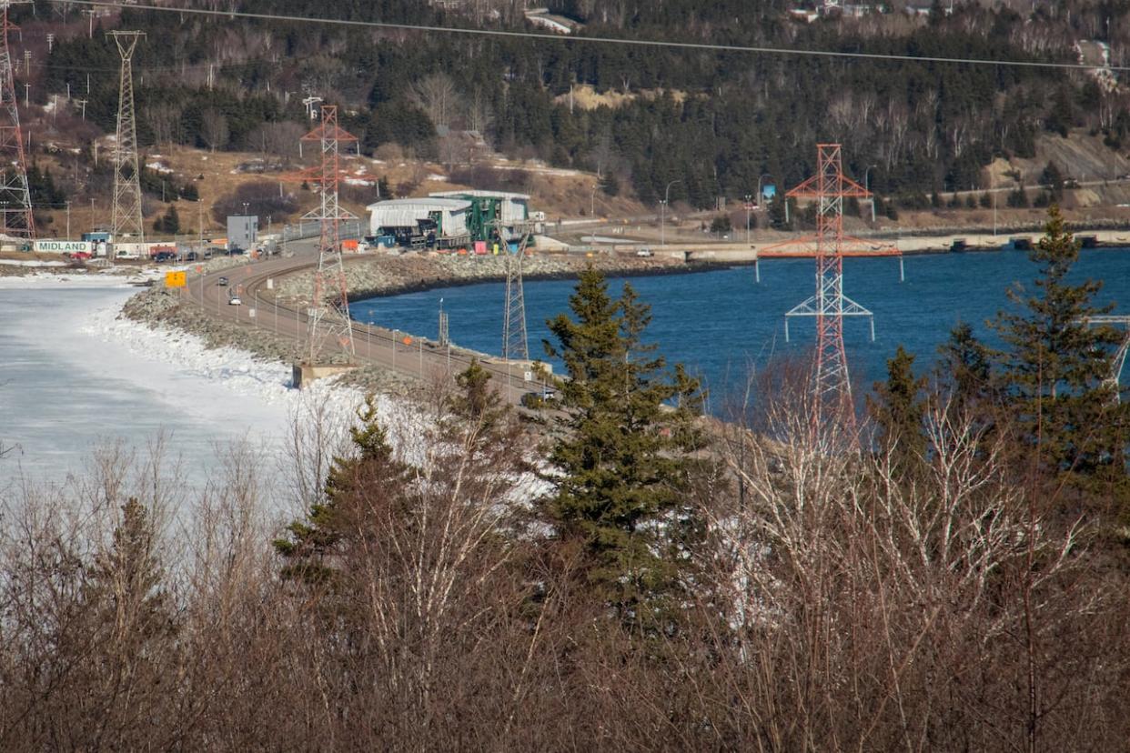 A roundabout is being constructed in Port Hastings, N.S., for drivers entering Cape Breton via the Canso Causeway, above. (Robert Short/CBC) (Robert Short/CBC - image credit)