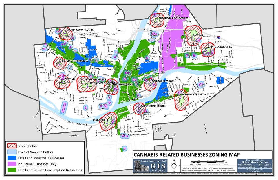 The City of Binghamton released a draft zoning map Thursday to guide the establishment of future cannabis businesses in the city. The announcement started the clock on a 30-day public comment period on the proposal, which is subject to change.