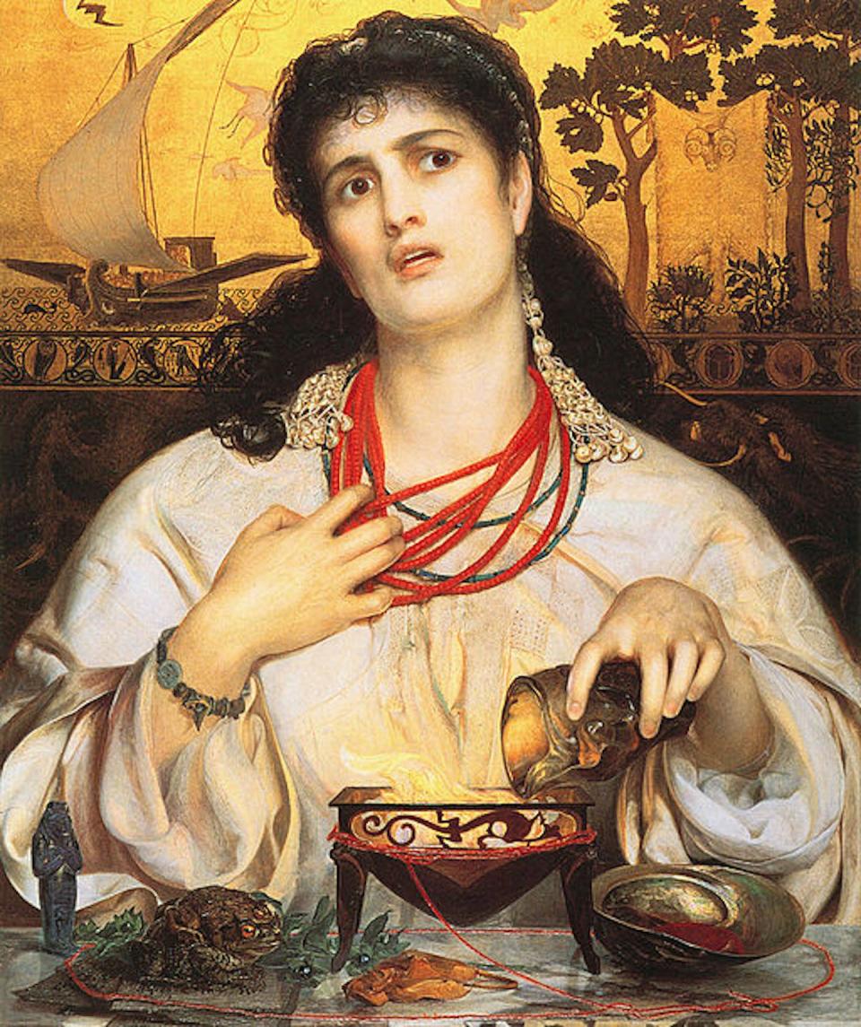 Medea’s perfumed magic helped her lover overcome a dragon – and kill her brother. <a href="https://commons.wikimedia.org/wiki/File:Medea-Sandys.jpg" rel="nofollow noopener" target="_blank" data-ylk="slk:Anthony Frederick Augustus Sandys/Birmingham Museum and Art Gallery/Wikimedia Commons;elm:context_link;itc:0;sec:content-canvas" class="link ">Anthony Frederick Augustus Sandys/Birmingham Museum and Art Gallery/Wikimedia Commons</a>