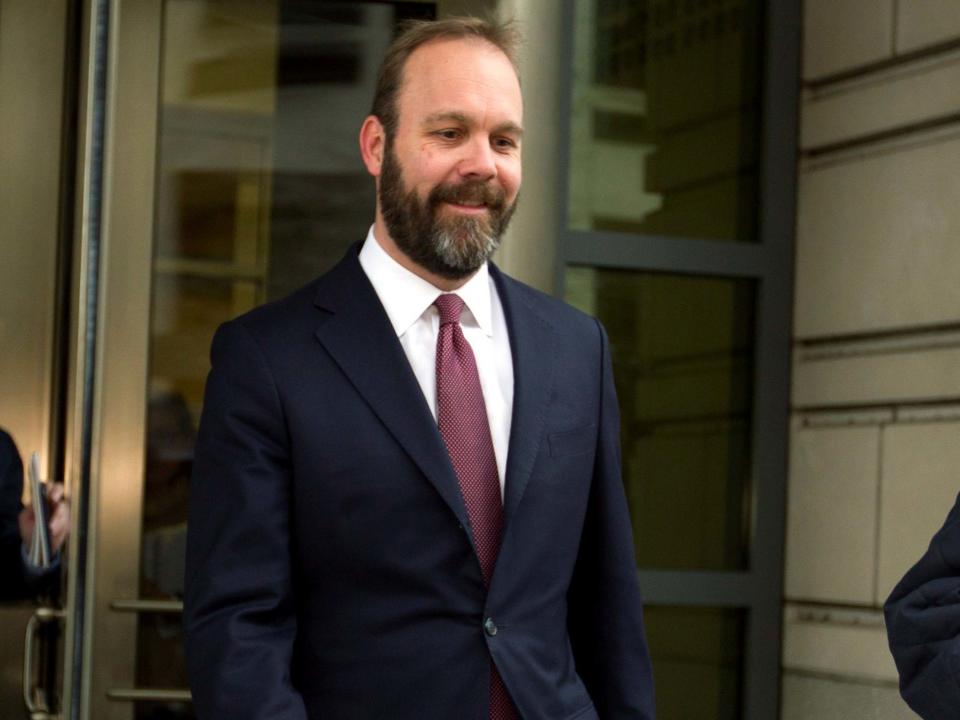 Rick Gates leaves a federal court in Washington in 2018: AP