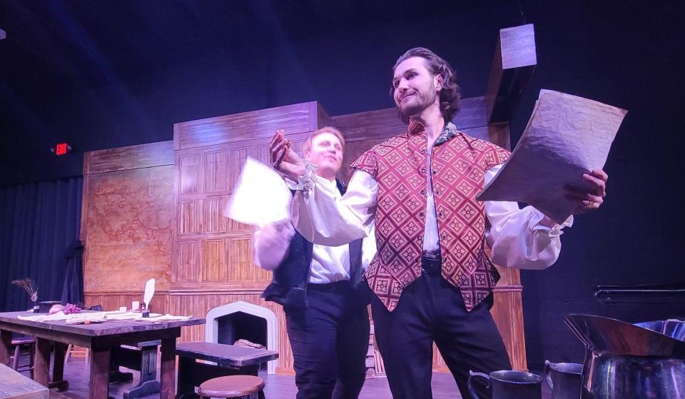 From left, Tyler John Malinauskas and Justin Marlow star in Oklahoma Shakespeare in the Park's production of "Born with Teeth."