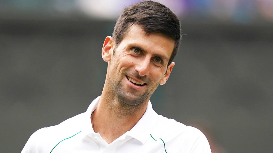 Pictured here, Novak Djokovic at Wimbledon in 2021.