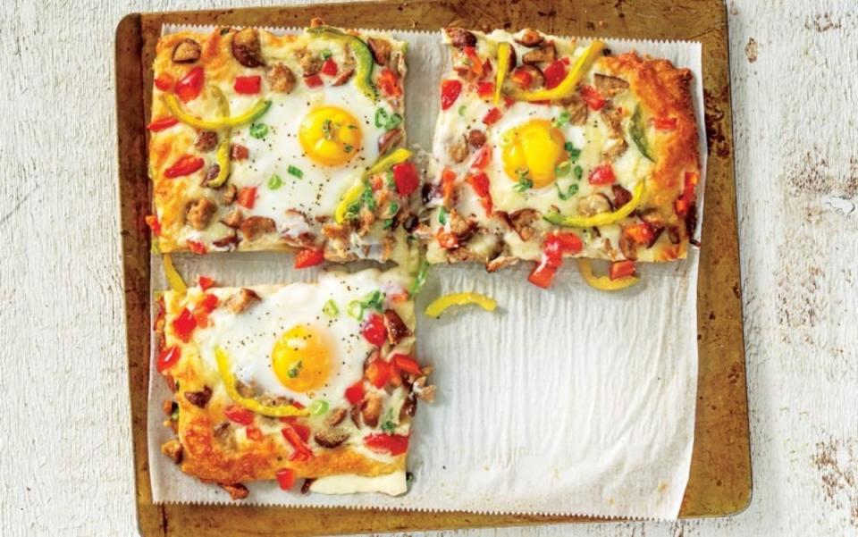 <p>Mark Boughton</p><p>This morning pie is loaded with eggs, sausage and bell peppers, or try <a href="https://www.yahoo.com/lifestyle/70-recipes-prove-everything-better-184014119.html" data-ylk="slk:bacon;elm:context_link;itc:0;sec:content-canvas;outcm:mb_qualified_link;_E:mb_qualified_link;ct:story;" class="link  yahoo-link">bacon</a> and your favorite veggies.</p><p><strong>Get the recipe: <a href="/913724/parade/use-the-can-of-crescent-roll-dough-in-your-fridge-to-make-the-best-breakfast-pizza/" data-ylk="slk:Easy Crescent Roll Breakfast Pizza;elm:context_link;itc:0;sec:content-canvas" class="link ">Easy Crescent Roll Breakfast Pizza</a></strong></p>