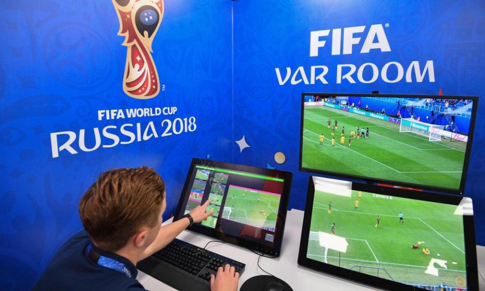 A video assistant referee in action during the last World Cup in Russia