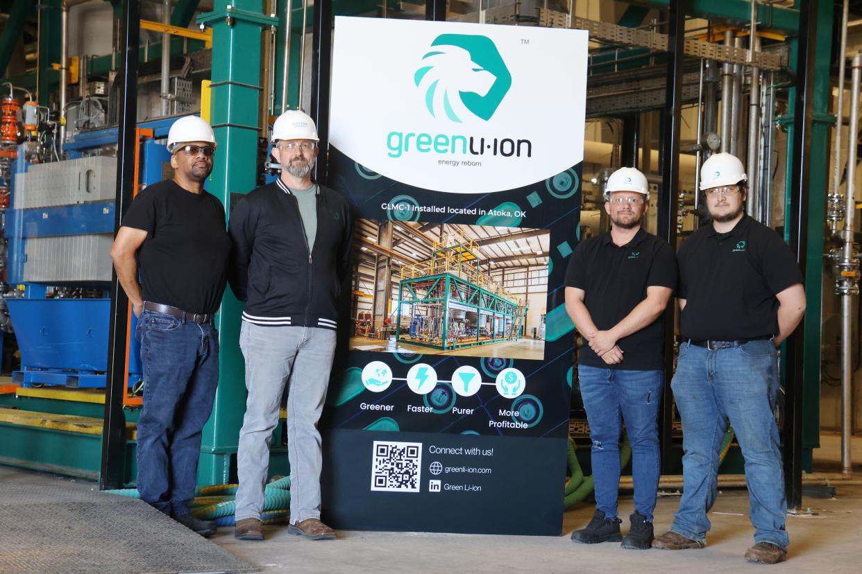 Plant operators, Charriere Simpson, Brandon Satterfield, Kevin Hobbie, Dyllon Marlow, pant operators at Green Li-ion in Atoka.