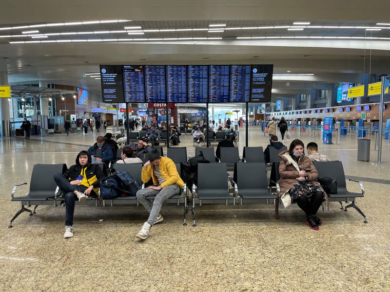 FILE PHOTO: Passengers are seen at Sheremetyevo airport in Moscow