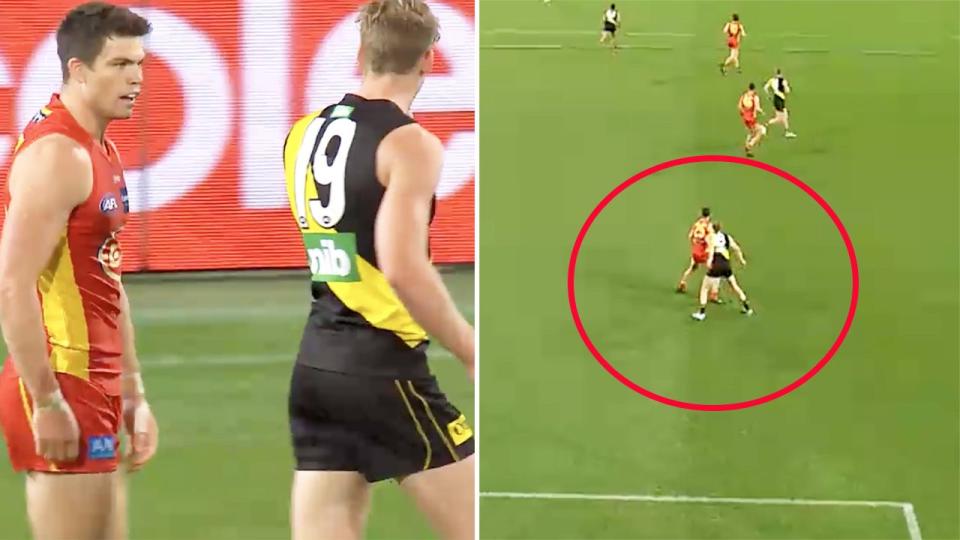 Seen here, Tom Lynch and Sam Collins were involved in an off the ball incident.