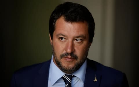 Matteo Salvini is interior minister and head of the hard-Right League - Credit: Luca Bruno/AP