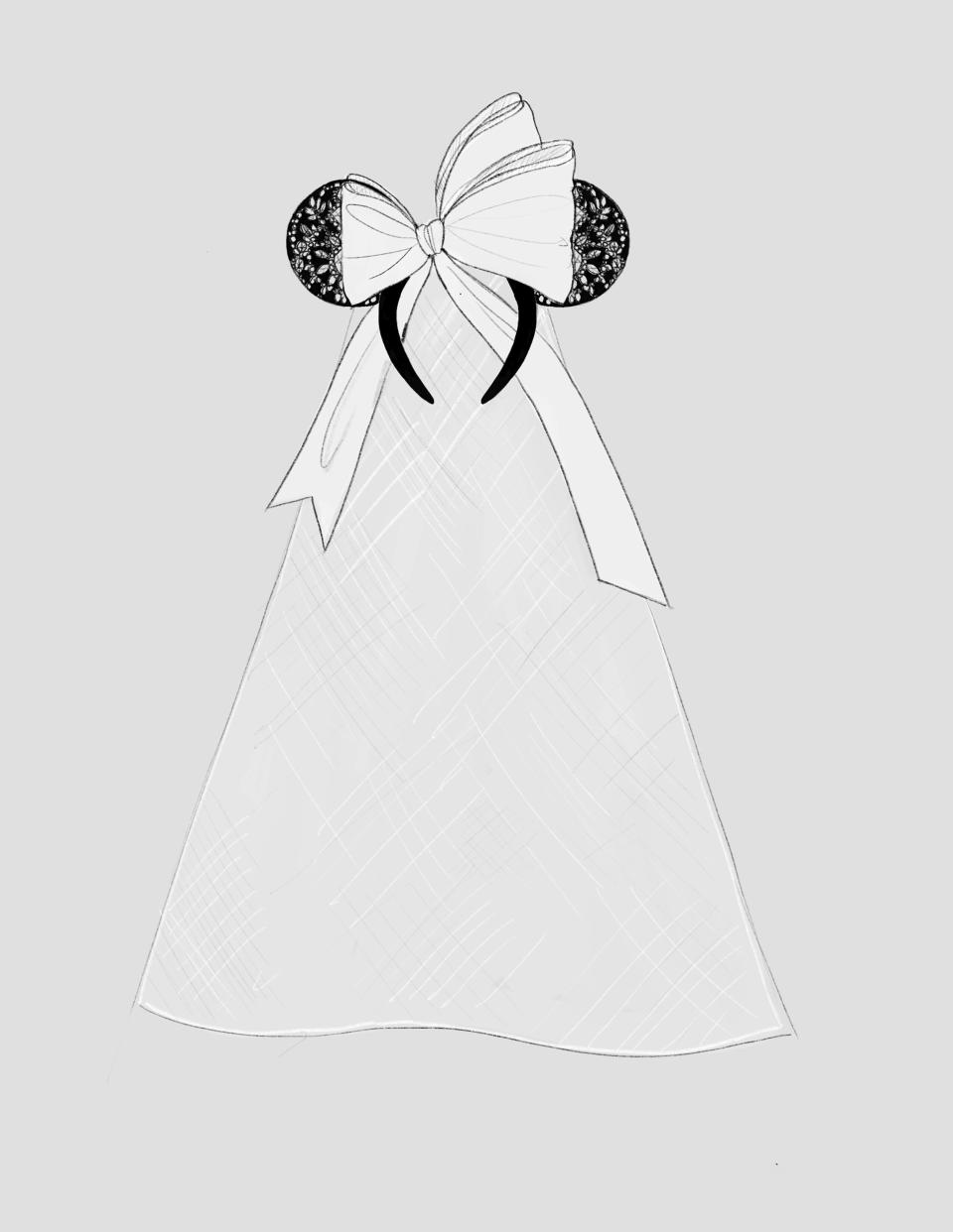 Famed wedding dress designer Vera Wang's Minnie headband features a veil. (Photo: Disney)