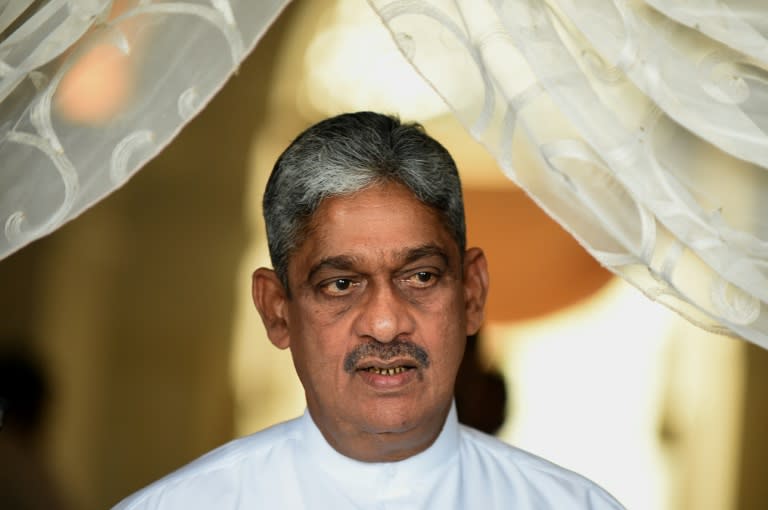 Sri Lanka’s war-time general Sarath Fonseka arrives for a signing ceremony in Colombo, on February 3, 2016