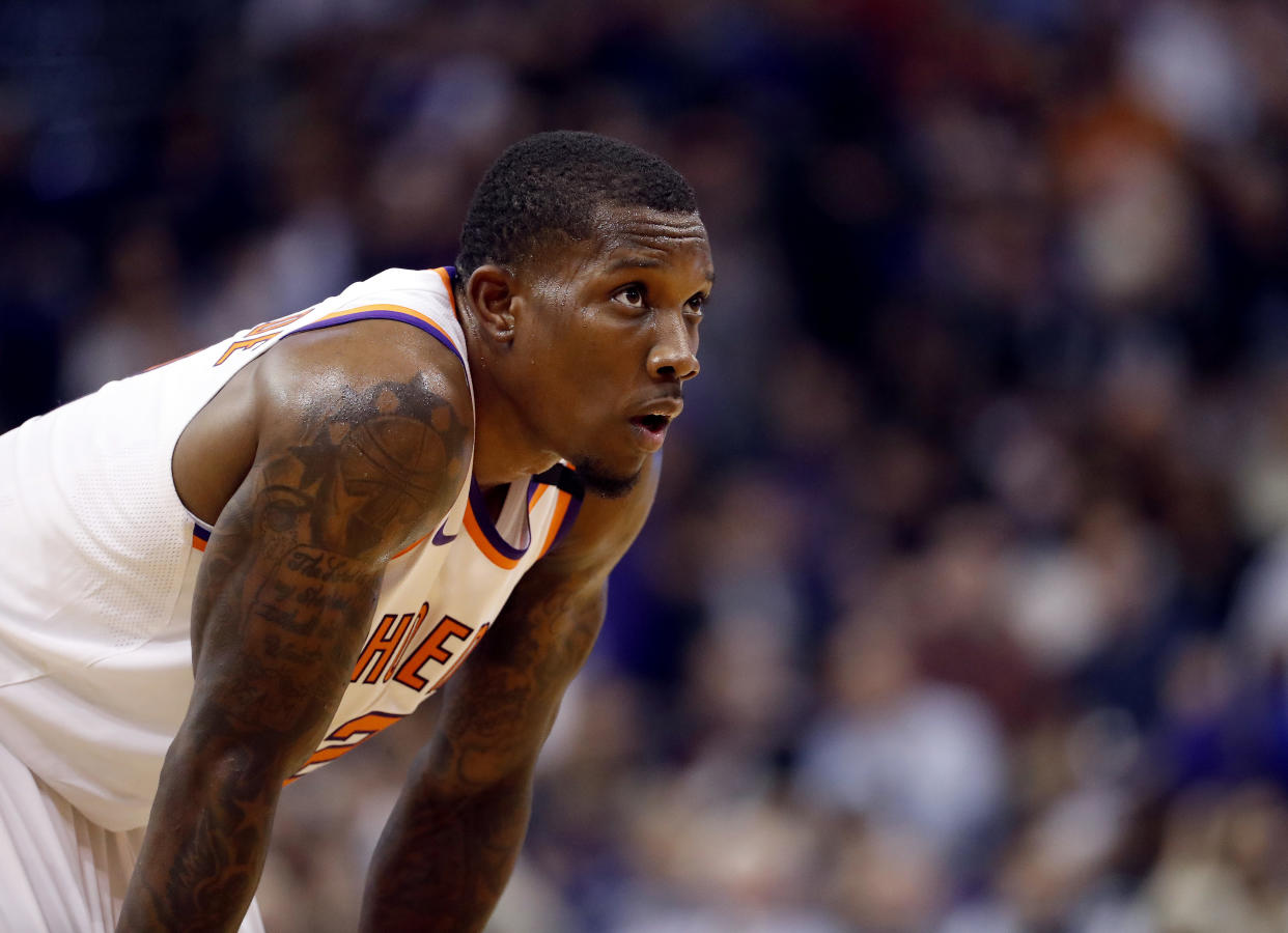 Suns guard <a href="https://sports.yahoo.com/nba/players/4749" data-ylk="slk:Eric Bledsoe;elm:context_link;itc:0;sec:content-canvas" class="link ">Eric Bledsoe </a>watches as the Blazers hand his team a historically awful season-opening loss. (AP)