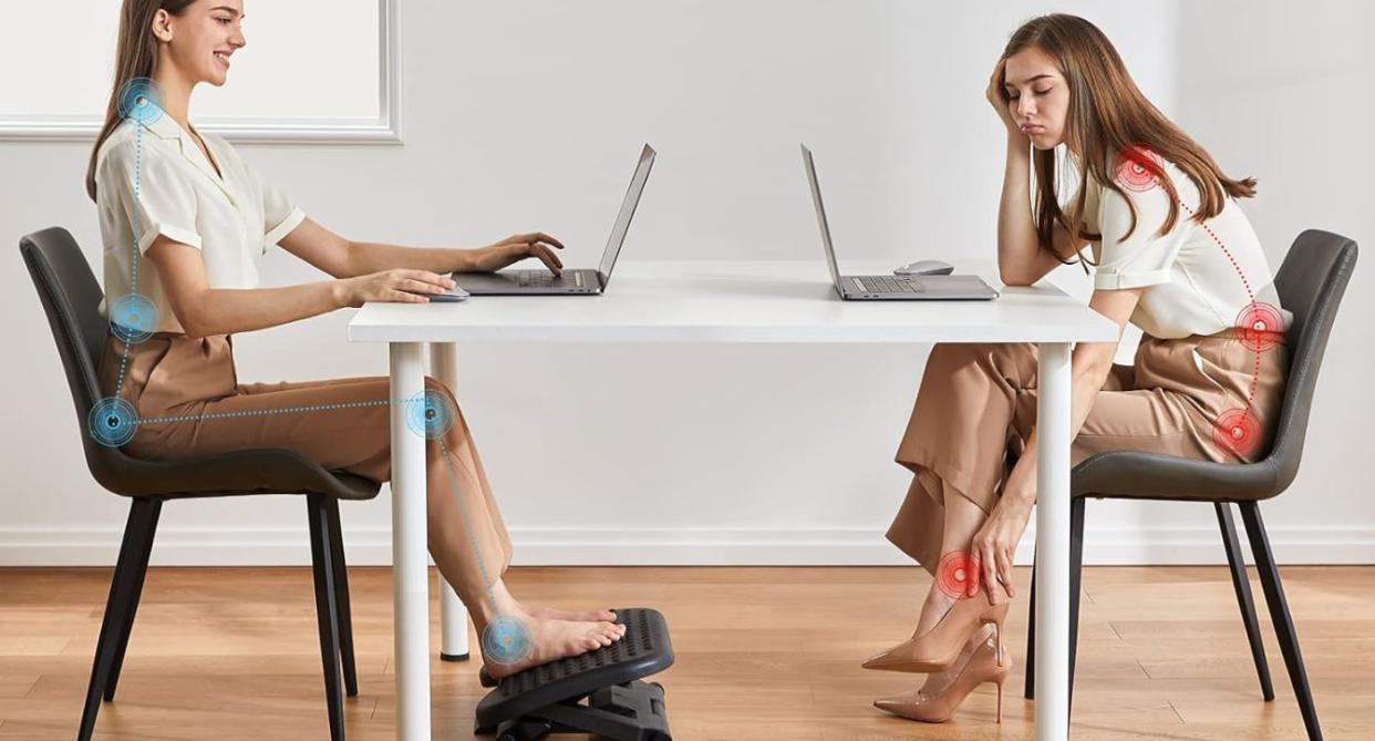 This under-the-desk footrest is 52 per cent off — perfect for your WFH office. (Photo via Amazon)