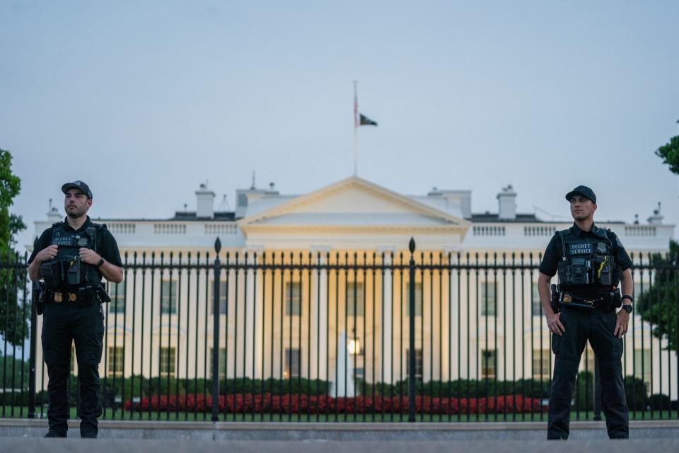 Members of the United States Secret Service Uniformed Division (USSS UD) stand guard outside the White House in Washington, U.S., July 13, 2024.
