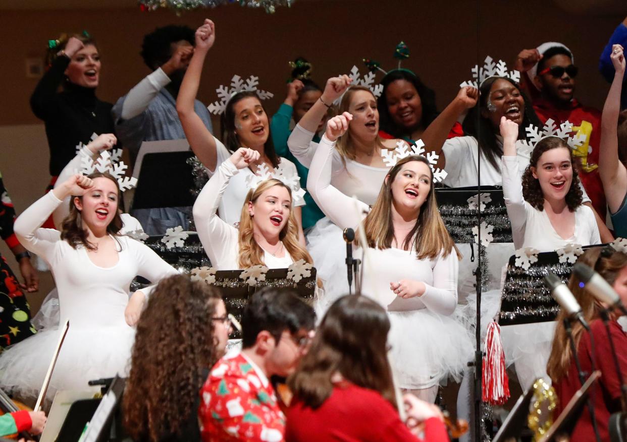 Singers and musicians perform at "Hilaritas," a holiday themed jazz show at Moody Music Building on the University of Alabama campus in this 2018 photo. This year's show is scheduled for 7:30 p.m. Friday and 2 p.m. Sunday. [Staff file photo]