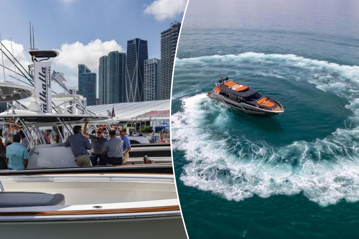 Side by side of the Miami International Boat Show.