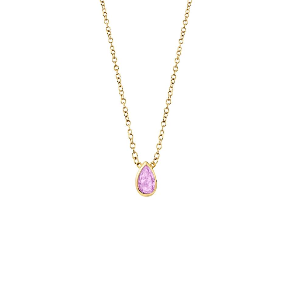 19) Pink tourmaline teardrop necklace