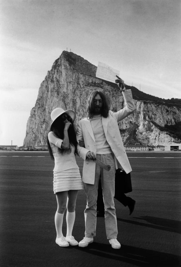 Yoko Ono and <em>John Lennon </em>after their wedding in Gibraltar in 1969. <p>Photo: Simpson/Express/Getty Images</p>