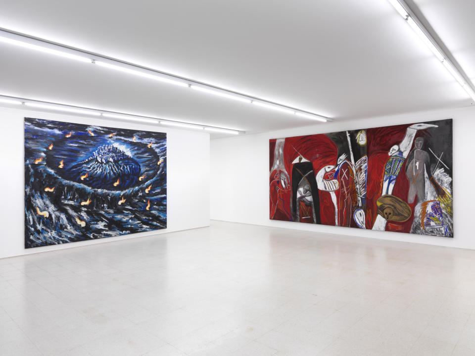 Artworks by Enzo Cucchi and Mimmo Paladino inside Collezione Maramotti.