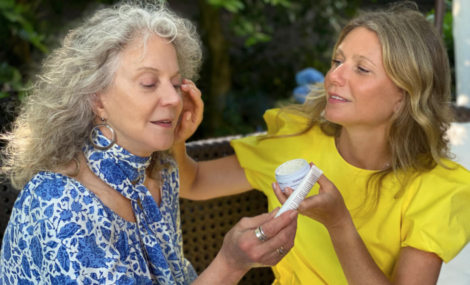 Gwyneth Paltrow and mother Blythe Danner testing out the GoopGenes line in a video featured on Goop's website (Goop)