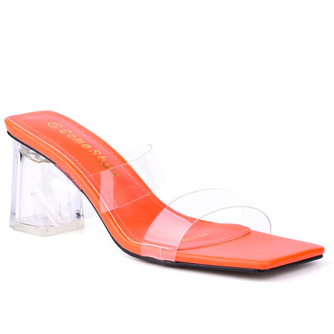 Clear block heel