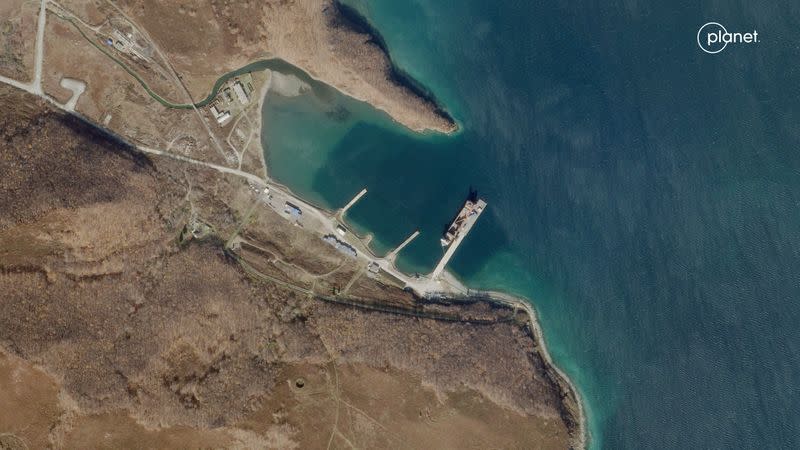 A satellite image shows a port in Primorsky Krai