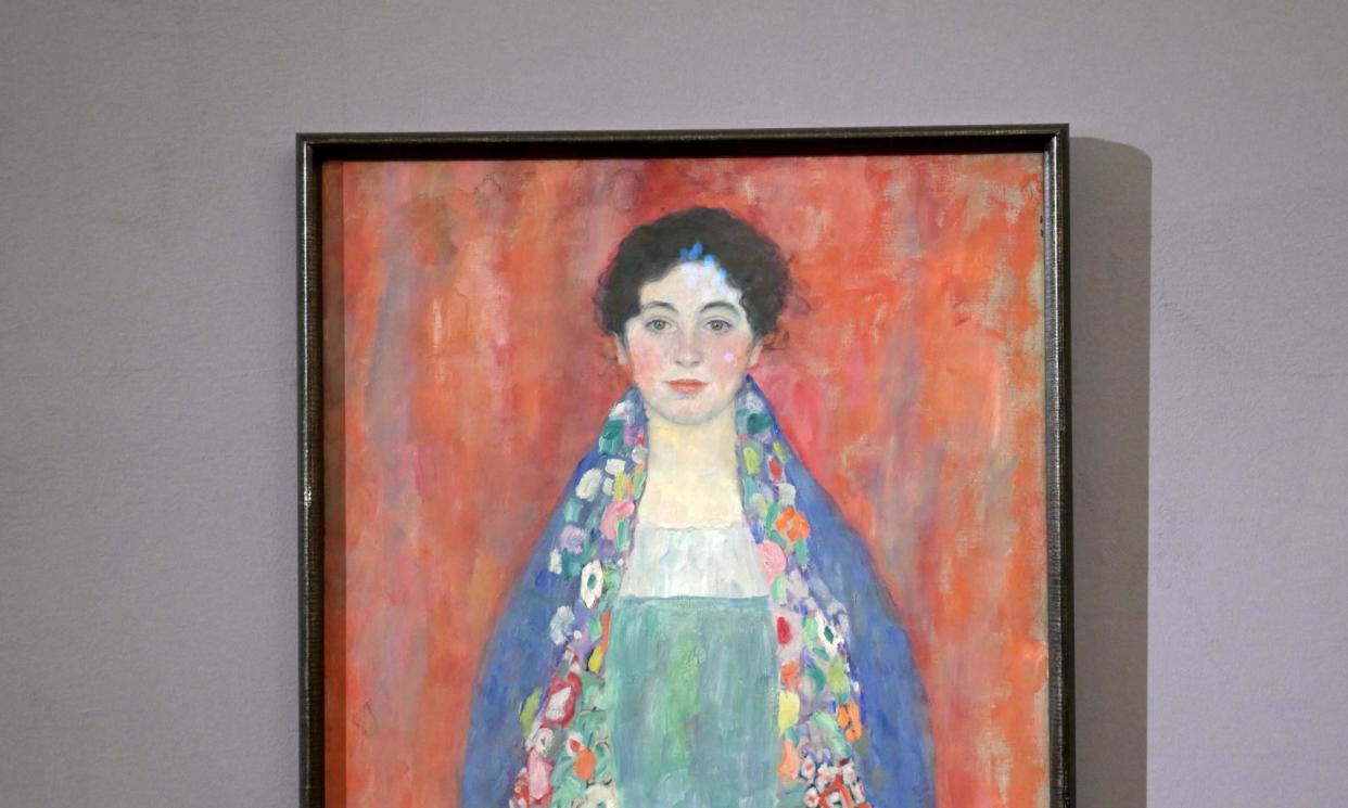 <span>Portrait of Fräulein Lieser in the im Kinsky auction house. Only a photograph of the painting was previously known.</span><span>Photograph: Roland Schlager/APA/AFP/Getty Images</span>