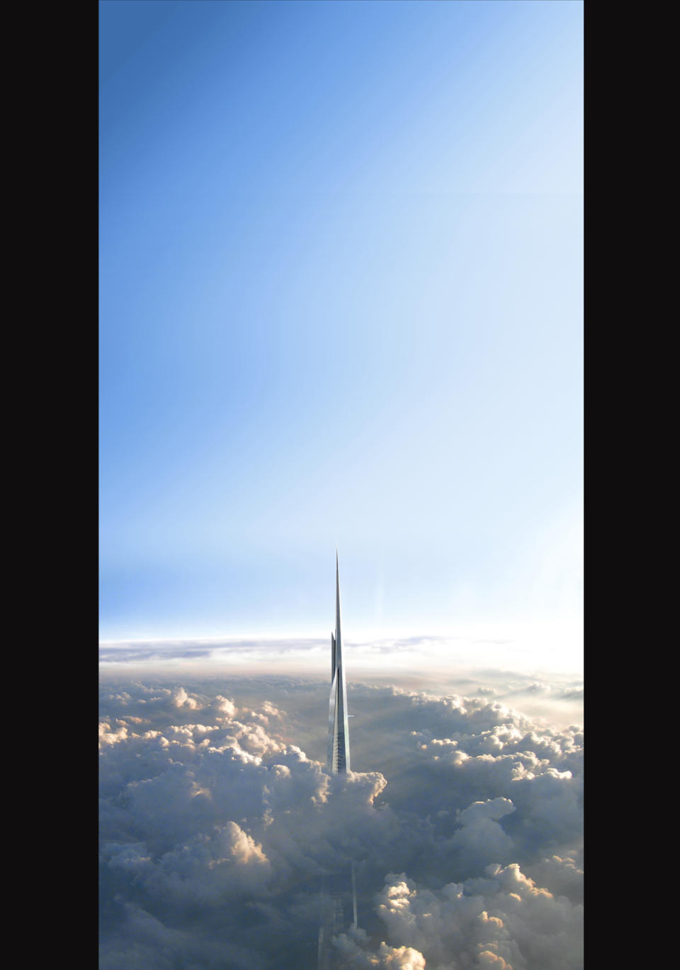 A 3D render of the Jeddah Tower, one of the world's most famous buildings