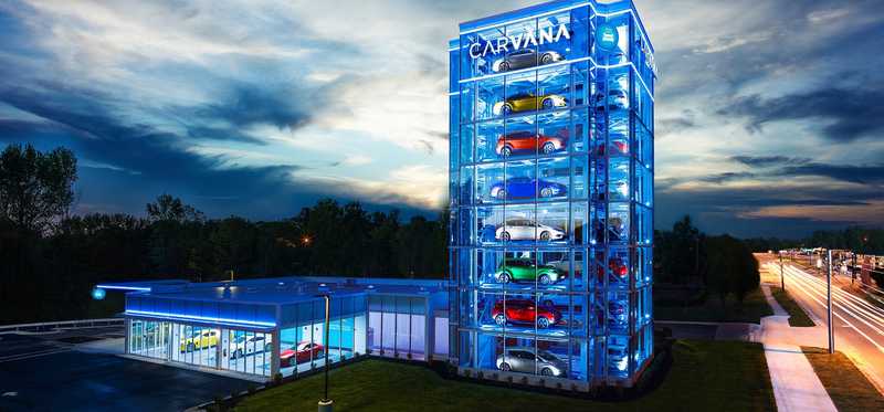 A Carvana vending tower in Charlotte.