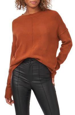 A crewneck sweater with drop shoulders