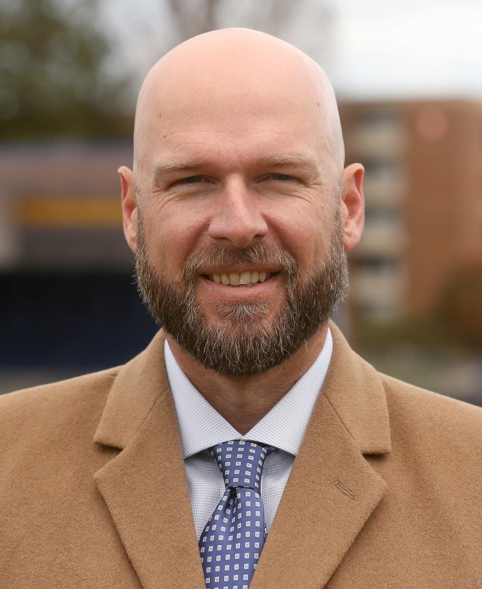 FILE — Jeremy Dys, Special Counsel for Litigation and Communications at First Liberty Institute, at Bremerton Memorial Stadium on March 15.