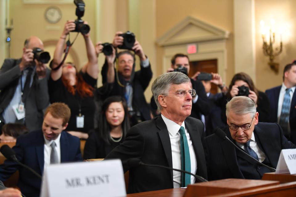 Bill Taylor, the top American diplomat in Ukraine, arrives to testify before the House Intelligence Committee as the first witnesses in public congressional hearings in the impeachment inquiry.