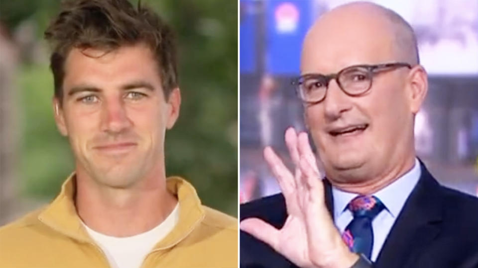 Australia Test skipper Pat Cummins had to fend off some determined questioning from Sunrise host David Koch over the future of head coach Justin Langer. Pictures: Channel 7