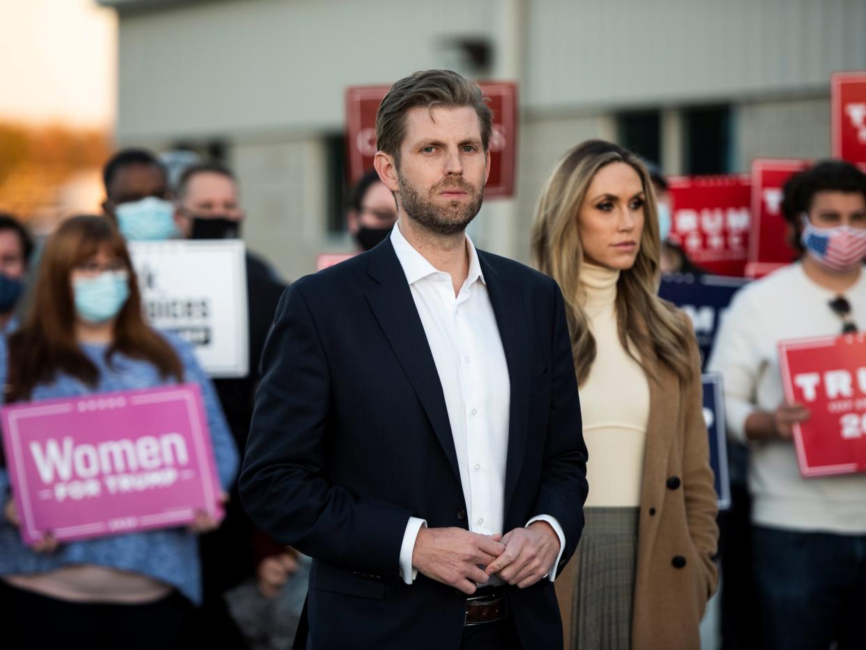 <p>Eric and Lara Trump recently moved to Florida, possibly to help with a Senate run</p> (REUTERS)