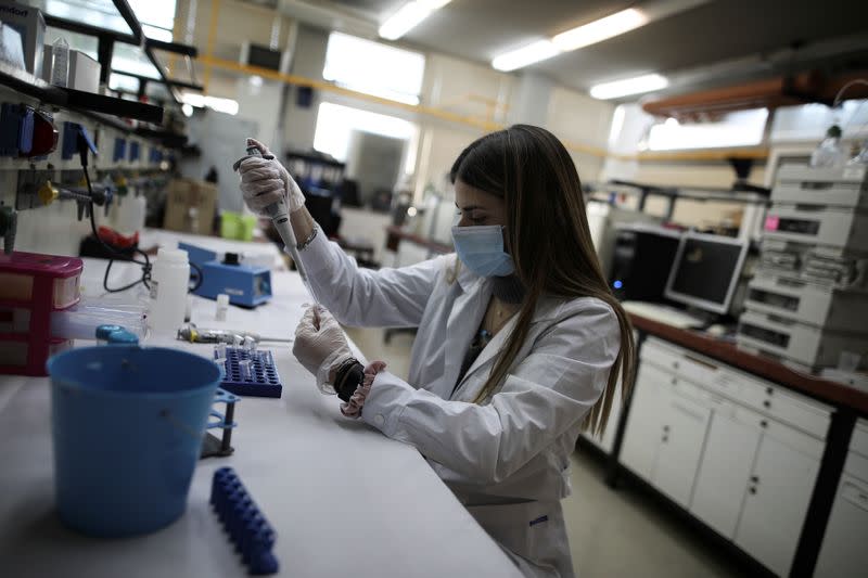 MSc student in Analytical Chemistry, Aikaterini Kontou, 25, analyses sewage samples at the National and Kapodistrian University of Athens, in Athens