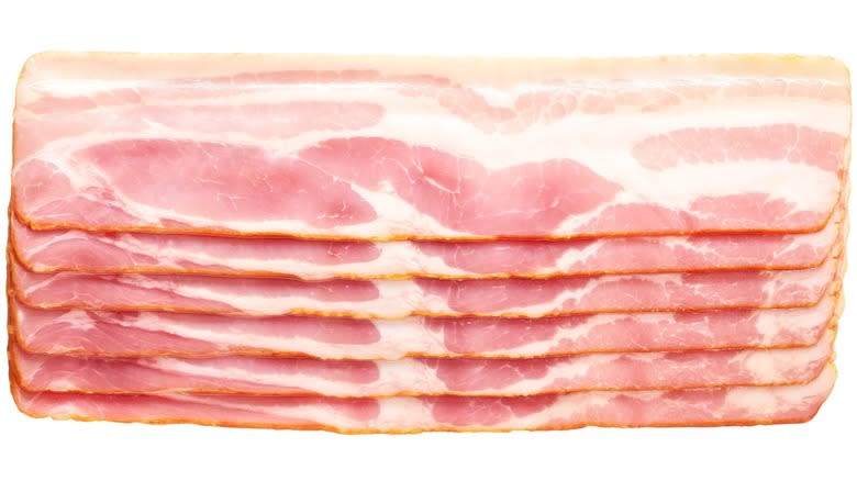 slices of raw bacon